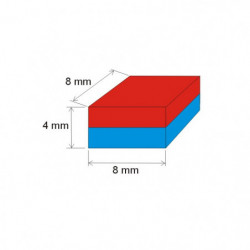 Aimant Néodyme prisme 8x8x4 N 80 °C, VMM8-N45