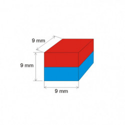 Aimant Néodyme prisme 9x9x9 N 150 °C, VMM8SH-N45SH