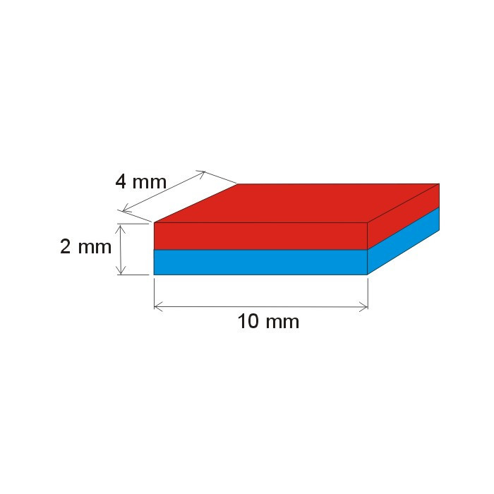 Aimant Néodyme prisme 10x4x2 Au 80 °C, VMM10-N50