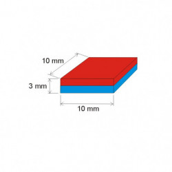 Aimant Néodyme prisme 10x10x3 N 150 °C, VMM7SH-N42SH