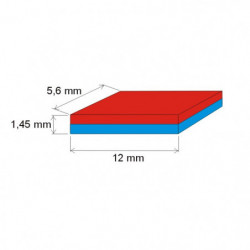 Aimant Néodyme prisme 12x5,6x1,45 P 180 °C, VMM5UH-N35UH