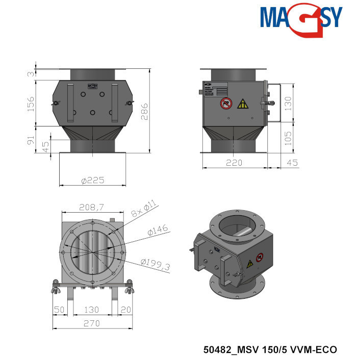 Séparateur magnétique rétractable MSV 150/5 VVM-ECO