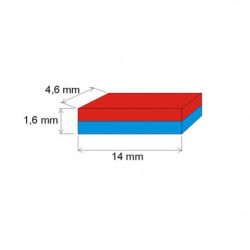 Aimant Néodyme prisme 14x4,6x1,6 P 180 °C, VMM5UH-N35UH