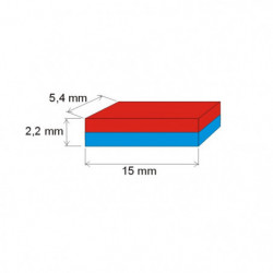 Aimant Néodyme prisme 15x5,4x2,2 P 180 °C, VMM7UH-N42H