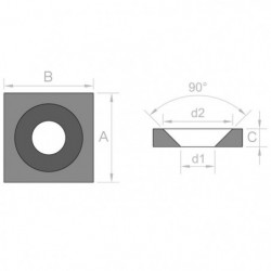 Interface en acier 15 x 15 x 3 mm, avec orifice destiné à une vis