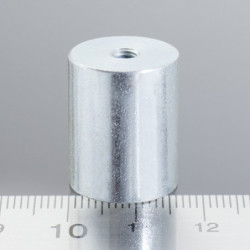 Aimant en pot cylindre diam. 16 x hauteur 20 mm avec filetage intérieur M4. longueur du filetage 7 mm