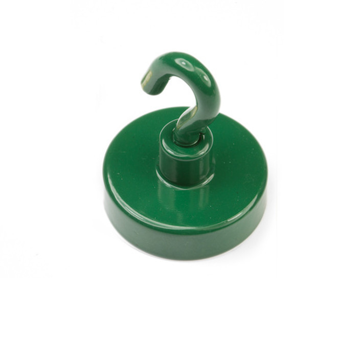 Aimant en pot avec crochet (crochet magnétique), diamètre 25 N vert