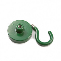 Aimant en pot avec crochet (crochet magnétique), diamètre 32 N vert