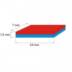 Aimant Néodyme prisme 24x7x1,5 P 180 °C, VMM6UH-N38UH