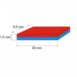 Aimant Néodyme prisme 30x5,5x1,5 P 150 °C, VMM8SH-N45SH