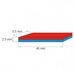 Aimant Néodyme prisme 40x5,5x2,5 P 150 °C, VMM8SH-N45SH
