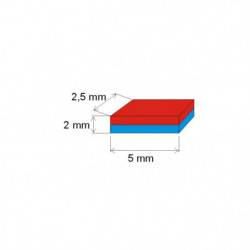 Aimant Néodyme prisme 5x2,5x2 N 120 °C, VMM65H-N44H