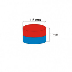 Aimant Néodyme cylindre diam. 1,5x1 N 80 °C, VMM8-N45