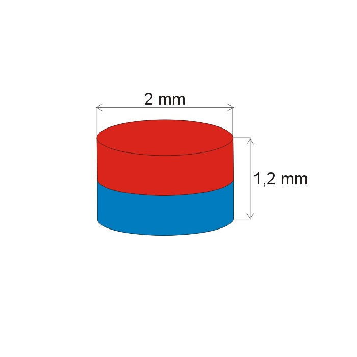 Aimant Néodyme cylindre diam. 2x1,2 N 80 °C, VMM8-N45