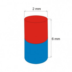 Aimant Néodyme cylindre diam. 2x6 N 80 °C, VMM4-N35