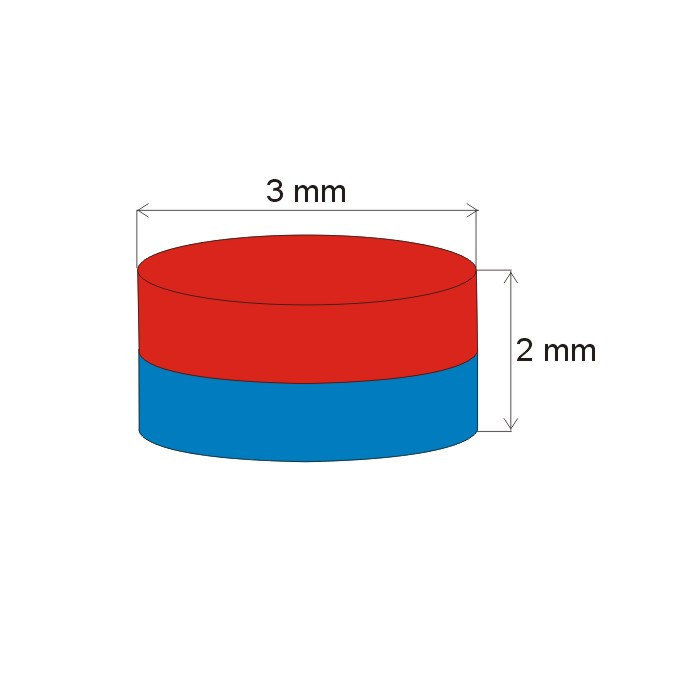 Aimant Néodyme cylindre diam. 3x2 N 80 °C, VMM4-N30