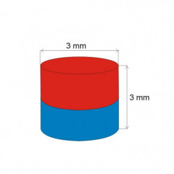 Aimant Néodyme cylindre diam. 3x3 N 80 °C, VMM8-N45