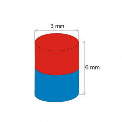 Aimant Néodyme cylindre diam. 3x6 N 80 °C, VMM4-N30