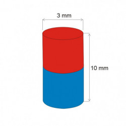 Aimant Néodyme cylindre diam. 3x10 N 80 °C, VMM4-N35