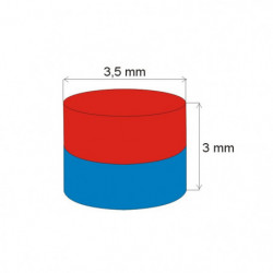 Aimant Néodyme cylindre diam. 3,5x3 N 80 °C, VMM5-N38