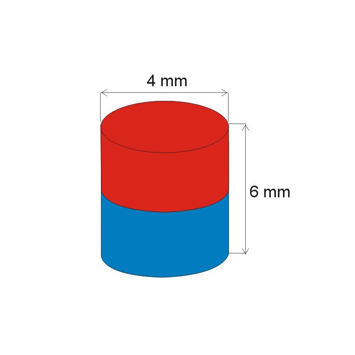 Aimant Néodyme cylindre diam. 4x6 N 80 °C, VMM7-N42