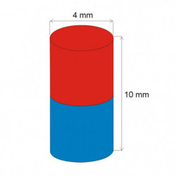 Aimant Néodyme cylindre diam. 4x10 N 80 °C, VMM8-N45
