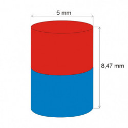 Aimant Néodyme cylindre diam. 5x8,47 N 80 °C, VMM8-N45