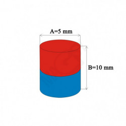 Aimant Néodyme cylindre diam. 5x10 N 80 °C, VMM8-N45