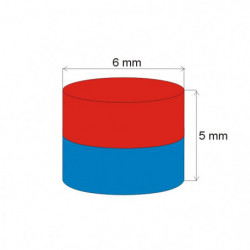 Aimant Néodyme cylindre diam. 6x5 N 80 °C, VMM7-N42