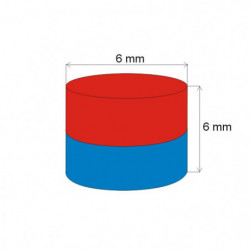 Aimant Néodyme cylindre diam. 6x6 N 80 °C, VMM4-N35