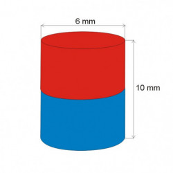 Aimant Néodyme cylindre diam. 6x10 N 120 °C, VMM1H-N27H