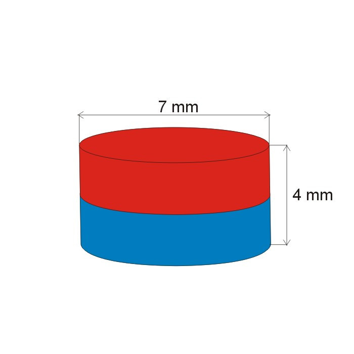 Aimant Néodyme cylindre diam. 7x4 N 80 °C, VMM7-N42