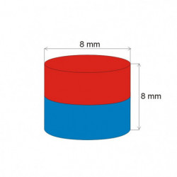 Aimant Néodyme cylindre diam. 8x8 N 80 °C, VMM4-N35