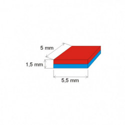 Aimant Néodyme prisme 5,5x5x1,5 P 80 °C, VMM8-N45