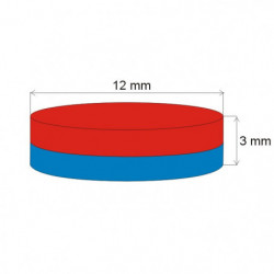 Aimant Néodyme cylindre diam. 12x3 N 80 °C, VMM4