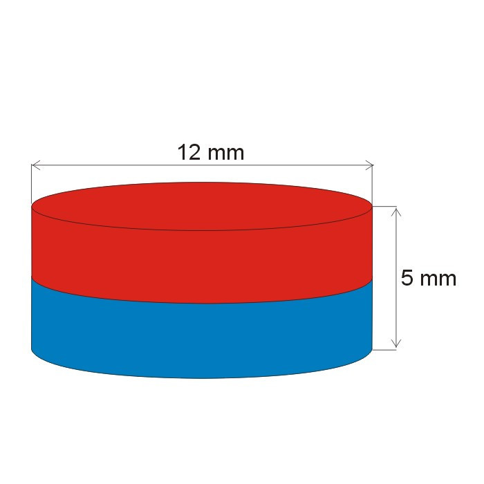 Aimant Néodyme cylindre diam. 12x5 N 80 °C, VMM4-N35