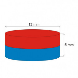 Aimant Néodyme cylindre diam. 12x5 N 120 °C, VMM4H-N35H