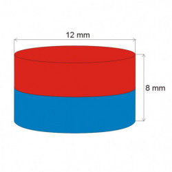 Aimant Néodyme cylindre diam. 12x8 N 80 °C, VMM7-N42