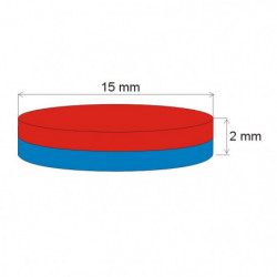 Aimant Néodyme cylindre diam. 15x2 N 80 °C, VMM4-N35