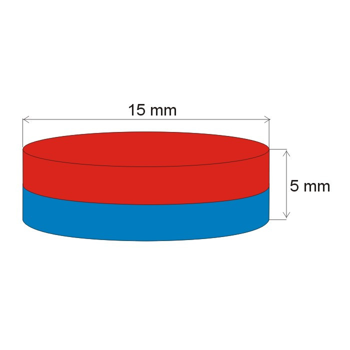 Aimant Néodyme cylindre diam. 15x5 N 80 °C, VMM4-N35