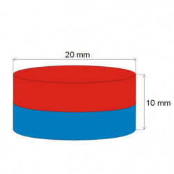 Aimant Néodyme cylindre diam. 20x10 N 80 °C, VMM7-N42