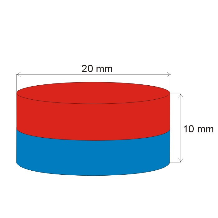 Aimant Néodyme cylindre diam. 20x10 N 80 °C, VMM7-N42