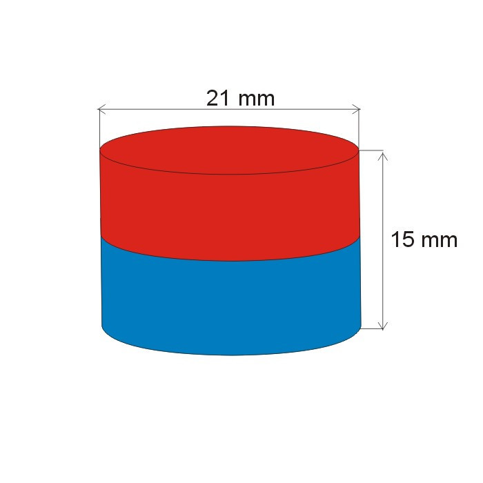 Aimant Néodyme cylindre diam. 21x15 N 80 °C, VMM4-N35