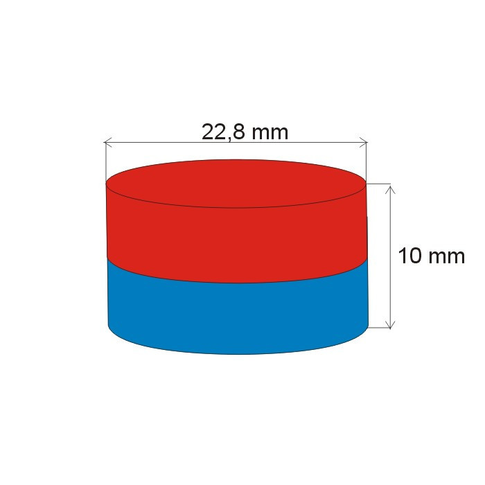 Aimant Néodyme cylindre diam. 22,8x10 N 80 °C, VMM5
