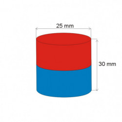 Aimant Néodyme cylindre diam. 25x30 N 80 °C, VMM4-N35