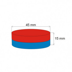 Aimant Néodyme cylindre diam. 45x15 N 80 °C, VMM7-N42