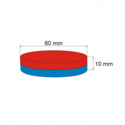 Aimant Néodyme cylindre diam. 60x10 N 80 °C, VMM6-N40