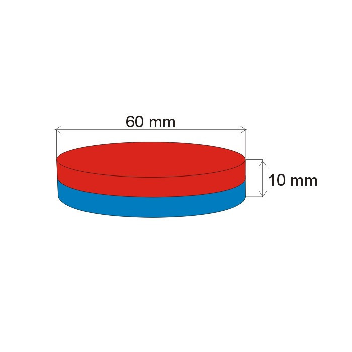 Aimant Néodyme cylindre diam. 60x10 N 80 °C, VMM6-N40