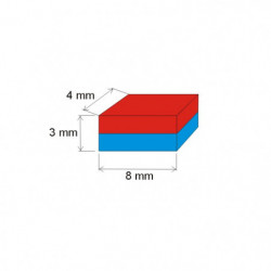 Aimant Néodyme prisme 8x4x3 N 80 °C, VMM8-N45