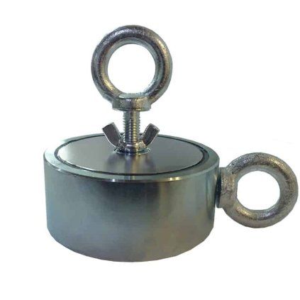 Aimant de pêche double face en néodyme de 100 mm, force annoncée de deux fois 500 kg